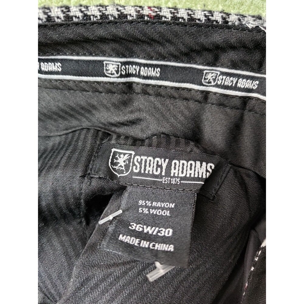 Stacy Adams Dress Pants Mens 36x30 Gray Checks Wool/Rayon Blend - Picture 3 of 12